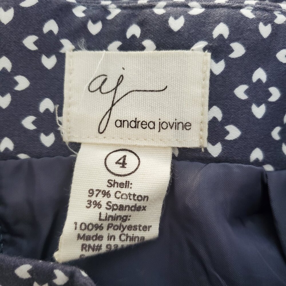 AJ Andrea Jovine Women's Pencil Skirt 4 Navy Blue Floral Business Casual - Picture 10 of 10